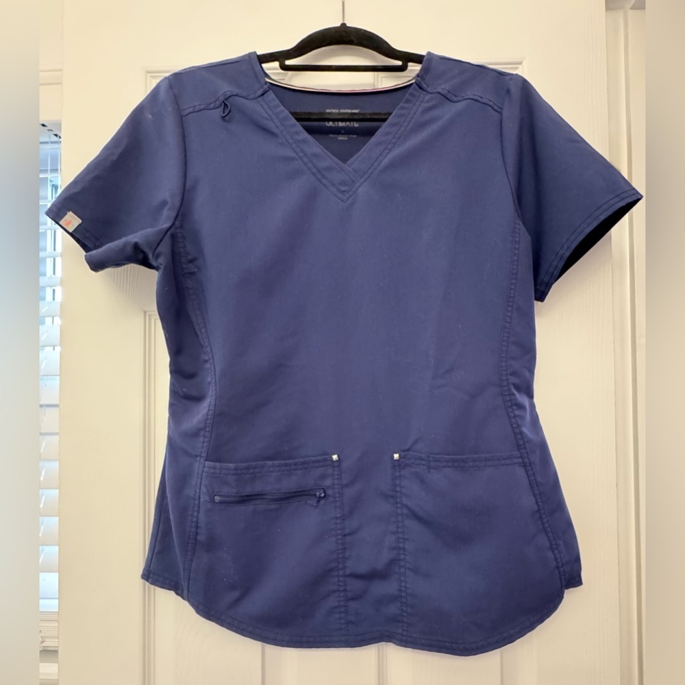 Blue V-Neck Scrubstar Ultimate Scrub Top SZ Medium